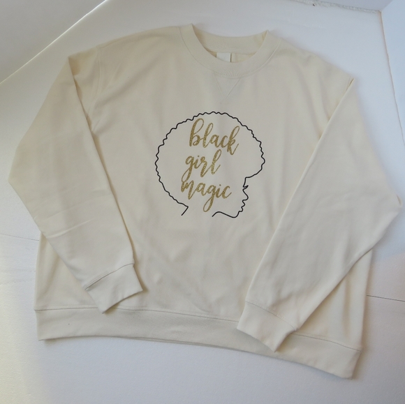 2 Little Brown Girls Customs Tops - 2lttlebrwngrls Cream Black Girl Magic Sweatshirt